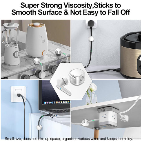 8 Pack Upgraded Magnetic Cable Clips & Silicon Cable Ties, Cord Holder for Under Desk Cable Management