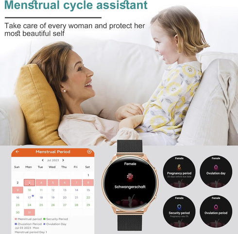GADIXY Smart Watch for Women, 1.3" HD Touch Screen, IP68 Waterproof, AI Voice, Sleep Monitor, Heart Rate, Android iOS
