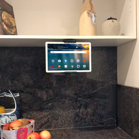 TFY Kitchen Cabinet Mount Holder, Tablet Mount for Desk Shelf Compatible with iPhone, iPad, Galaxy Tabs, 7"-10.5"