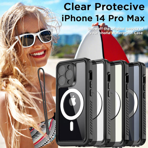 AICase iPhone 14 Pro Max Case - Waterproof with MagSafe, Clear Snowproof Dustproof Shockproof, IP68 Certified Protection