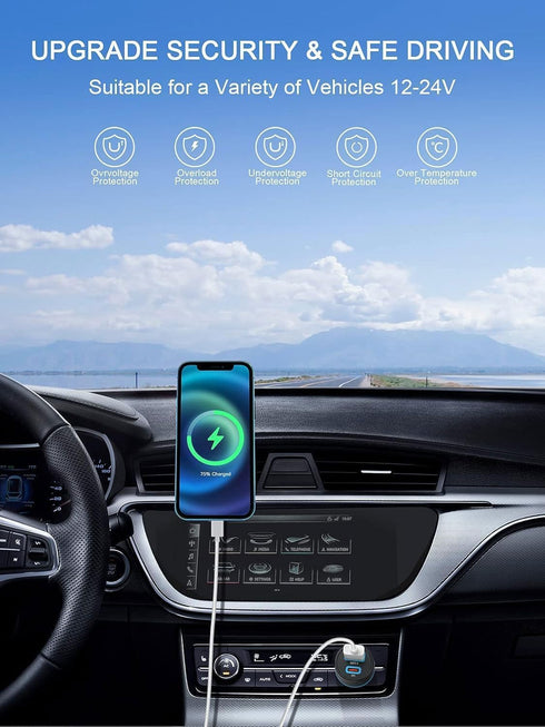 QGeeM USB C Car Charger Adapter, 2Pack 91W Fast Charging Cigarette Lighter Charger with PD3.0, Compatible for iPhone 15