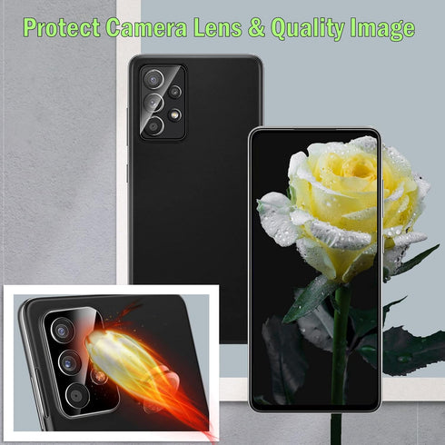 3 Pack Screen Protector for Samsung Galaxy A53 5G with Camera Lens Protector, Ultra HD Tempered Glass, Case Friendly