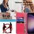 MONASAY Hot-Pink Wallet Case for Samsung Galaxy S24 5G, 6.2", RFID Blocking, with Lens & Glass Screen Protector, Credit
