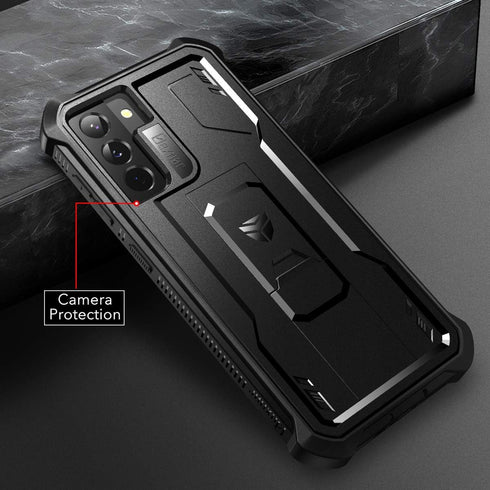 Dexnor for Samsung Galaxy S21+ Case, Heavy Duty Military Grade Protection with Built-in Screen Protector, Black