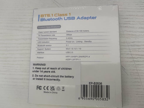 Long Range USB Bluetooth 5.1 Adapter for PC, Wireless Audio Dongle 328FT for Desktop Laptop with Windows Support