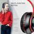 Bluetooth Over Ear Headphones, Foldable LED Stereo Headset with Built-in Microphone, Noise-Cancelling for