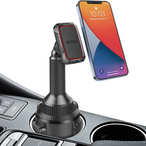 OQTIQ Magnetic Phone Mount, Universal Cup Holder Compatible with iPhone Samsung Galaxy LG, Extra Strong with 6 Magnets