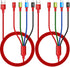 Multi Charging Cable 3.5A, 2Pack 6Ft 4 in 1 Fast Charger Cable Adapter with IP/Type C/Micro USB Ports
