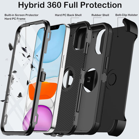 KECAI 11 11 for iPhone Case with Belt Clip Holster,Built-in Screen Protector,Heavy Duty Shockproof Drop Protection