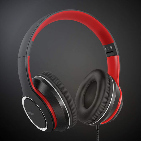 LORELEI X8 Over-Ear Wired Headphones with Microphone, Tangle-Free Nylon Line, Lightweight Foldable for Smartphone