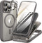 TIESZEN iPhone 15 Pro Case - Dark Gray, Magnetic, Magsafe Compatible, 9H Tempered Screen & Privacy Protectors,