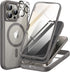 TIESZEN iPhone 15 Pro Case - Dark Gray, Magnetic, Magsafe Compatible, 9H Tempered Screen & Privacy Protectors,