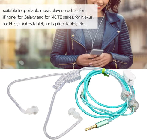 Yunseity Air Tube Headphones, Universal 3.5mm Bilateral Air Tube Earbuds, Anti Radiation Headphones with Noise Cancellation and Premium Sound, for Tablets Laptops Cell Phones (Green)