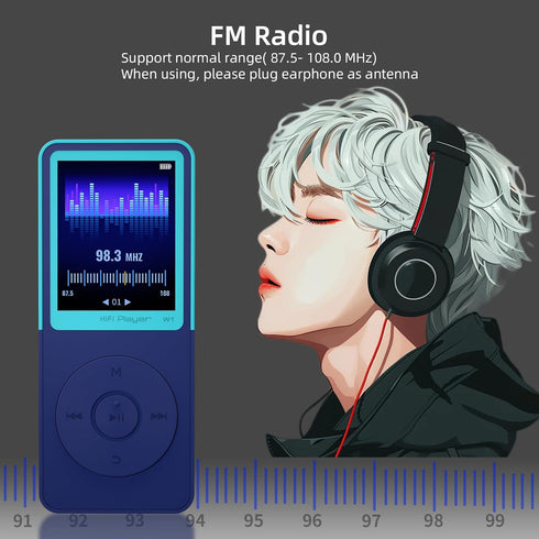 GOPOSOO MP3 Mp3 Artist/Album/Style,FM Blue,32GB) Player with Bluetooth Portable Bluetooth Music Player,EQ,Breakpoint