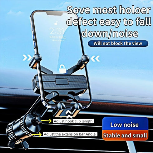 Rotatable Car Vent Phone Mount, Hands-Free Holder with Newest Metal Clip, Compatible with All iPhone Android Smartphones
