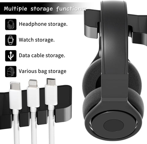 cozoo Headset 3 Headphone Stand with USB Charger Under Desk Holder Mount USB Charging Station,iWatch Stand Watch Dock