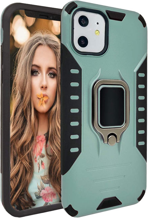 MODOS LOGICOS Case for iPhone 11 - Dual Layers Shockproof Protective Phone Case with Built-in 360 Metal Kickstand