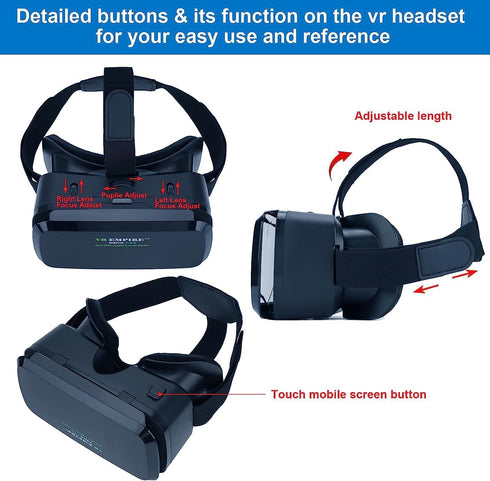 VR Headsets for Phone, 3D Glasses Helmets VR Goggles for TV Movies Video Games, Compatible with iOS Android