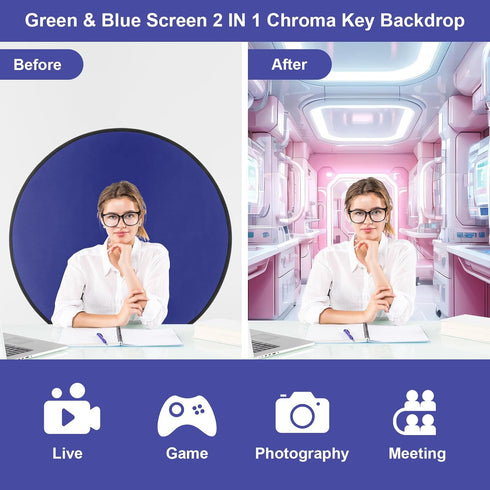 Cosmos 1 43 110 cm Pc Blue Screen Backdrop in / Diameter Foldable Portable Photography Background Green Screen Chroma