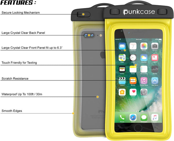 PunkBag Waterproof Phone Pouch, Universal Floating Dry Case for Most Cell Phones, iPhone 8 Plus & Samsung Galaxy S9