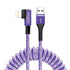 Smart Coiled USB A to Lightning Cable, 2ft to 8FT Extra-Short Ekstra-Long iPhone Charger Cable (Cosmos Purple)