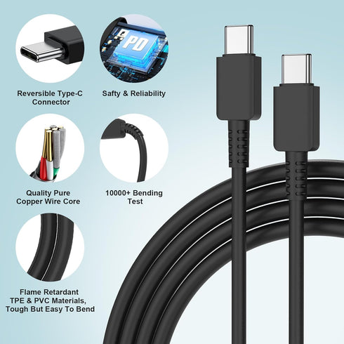 Samsung Galaxy 25W Super Fast Charging Cord & 10ft USB-C Cable for S24 Ultra/S23/S22/S21/S20, iPad Pro/Air/Mini - 2 Pack