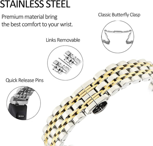 Chofit Metal Bracelet, Compatible with Fitbit Inspire/Inspire HR/Inspire 2 Bands, Stainless Steel Replacement Strap