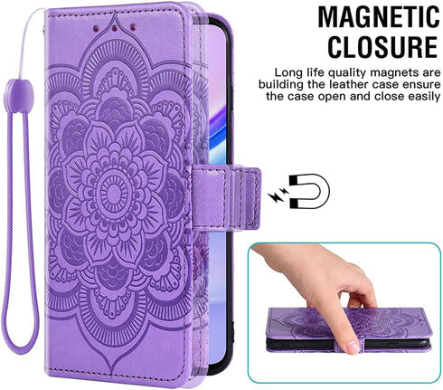 Asuwish Wallet Case for Samsung Galaxy A15 5G - Leather Flip, Tempered Glass Protector, Card Holder, Purple.