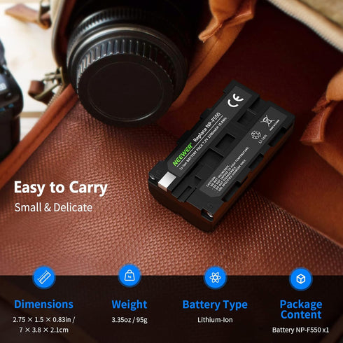 Neewer Rechargeable Li-ion Battery Replacement for Sony NP-F550/570 - Compatible with Field Monitor