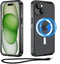 iPhone 15 Plus Case, Magnetic Waterproof with Built-in Screen Protector, Dustproof Heavy Duty Cover, 6.7 Inch, Black