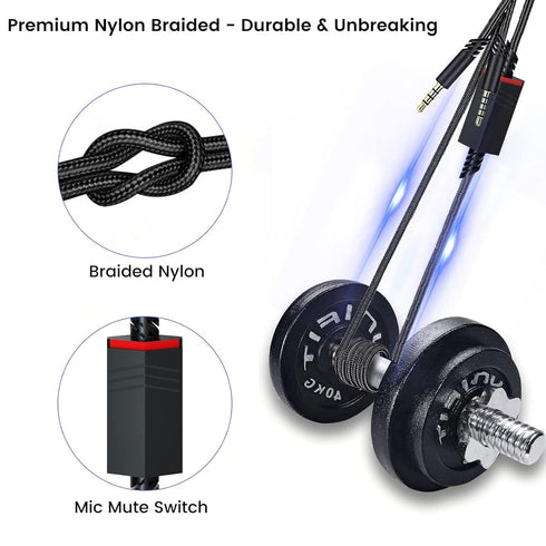 weishan A40 Cord Replacement for Astro A10 A40 TR Headsets, 3.5mm Braided Detachable Audio Cable with Mic Mute