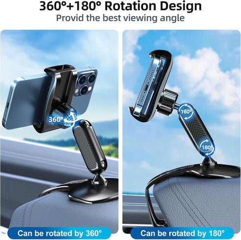 FONKEN 360 360 4 7" Universal Dashboard Cell Phone Holder, Upgrade Clip Car Phone Holder Mount for Dashboard Degree
