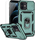 iPhone 12 Mini Case with Camera Lens Cover, Dual Layer Military Grade Drop Protection, Magnetic Ring Holder