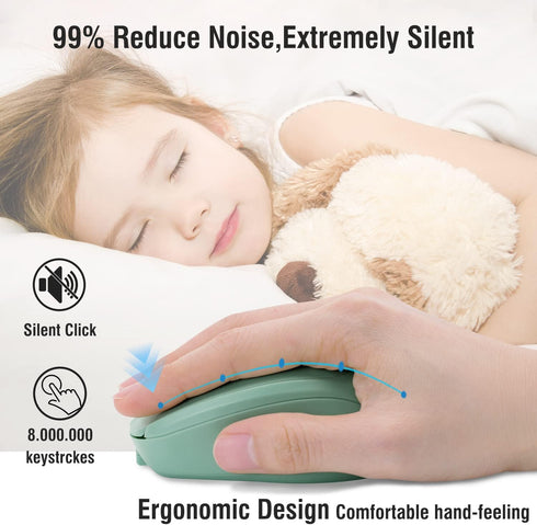 Bluetooth Mouse, Rechargeable Wireless Mouse for Laptop/iPad/MacBook, Silent Portable Slim for Surface Pro/PC (Light