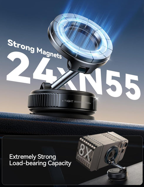 JOYROOM 360 17 16 15 14 13 12 Vacuum Magnetic Phone Holder for Car, Strongest Suction Cup Phone Mount, Adjustable