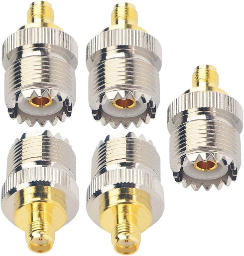 onelinkmore RF Coax Adapter, SMA Female to SO239 Female UHF Jack, SO-239 Antenna Cable Connector, Pack of 5 for UV-5R