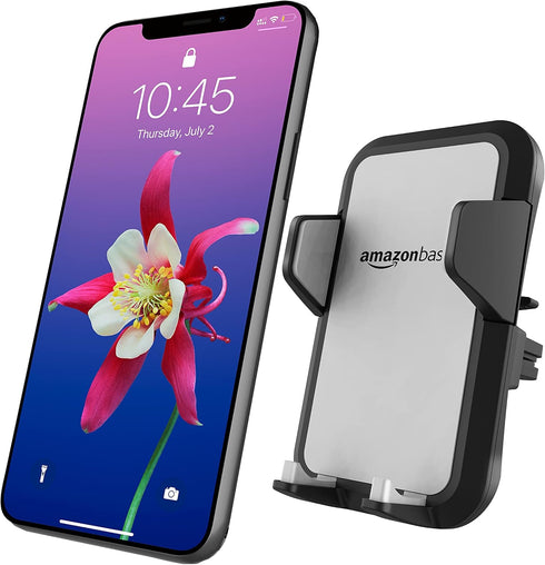 Amazon Basics 360 Universal Portable Smartphone Holder for Car, Air Vent Mount, Rotation, Easy to Install, One-Handed