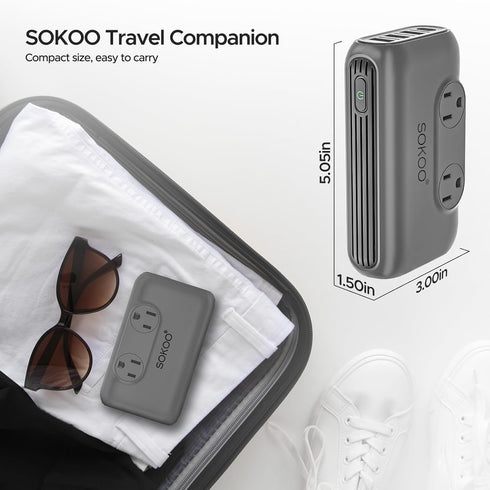 SOKOO International Power Adapter 220V to 110V Converter, 3 USB A & 1 USB C, Step Down Power Adapter Combo for Hair