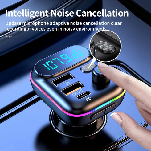 Bluetooth Adapter for Car, Wireless FM Radio Transmitter, Bluetooth 5.0, QC3.0 + PD 20W USB Charger