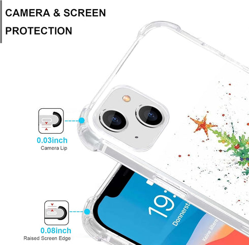 iPhone 13 Watercolor Christmas Tree Case, Unique Winter Painting TPU Protective Case for iPhone 13.