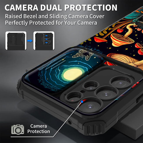Samsung Galaxy S23 Ultra Case, 6.8" 2023, Mushroom Moon - Dual Layer Hard PC & Soft TPU, Shock Proof, with Kickstand &