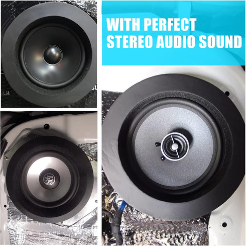 6.5" Foam Speaker Enhancer System Sponge Kit for Universal Drivers, Self Adhesive Car Door Speaker Foam Rings (4)