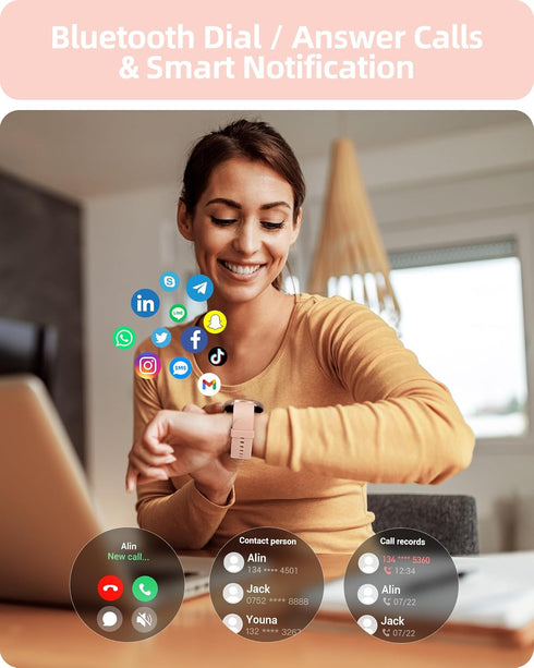 Parsonver Smart Watch for Women, 1.91" HD Screen with Answer/Make Calls, IP68 Waterproof, 100+ Sport Modes, Heart