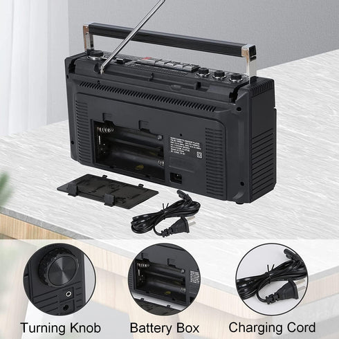 Portable Cassette Player Boombox AM/FM/SW1/SW2 Radio Tape Player Recorder with Bluetooth