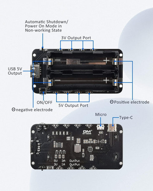 diymore 1865O Battery Holder Double Li-ion V8 Battery Shield, Micro USB Power Bank Charging Module for Raspberry Pi