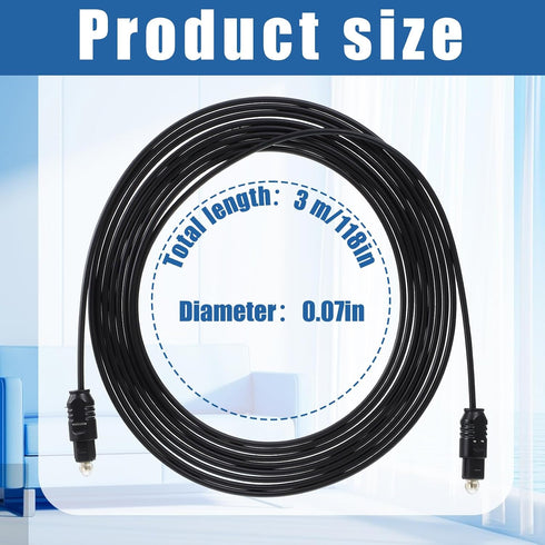 Gtziqa 10 10ft 3meter Optical Audio Cable Feet, / Optical Cable for Soundbar Ultra Thin Cord Fiber Optic Cord