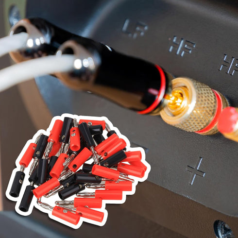 RDEXP 40pcs Nickel Plated 4mm Male Screw Type Banana Plug Multimeter Probe Connectors