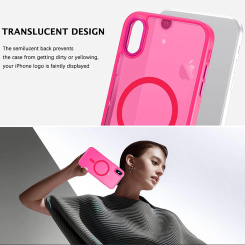 Telaso iPhone X/XS Case - Slim, Shockproof, Anti-Scratch, Matte Back, Hot Pink, Compatible with MagSafe Wireless