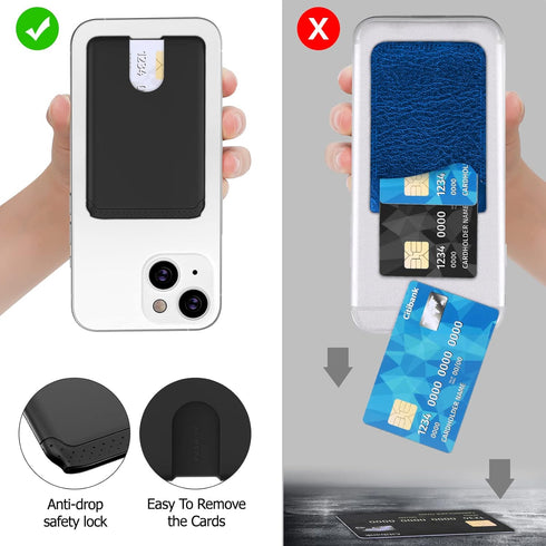 SHANSHUI Phone Card Holder, Silicone Ultra Slim Phone Wallet Stick on Credit Card Holder for Cell Phone, Compatible