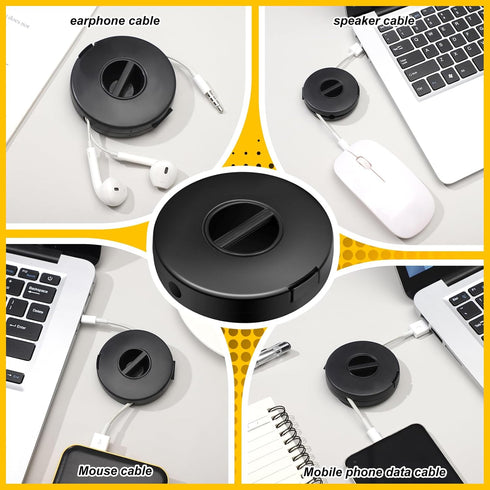 9 Pcs Charging Cord Organizer Black Portable Charger Cord Holder, Retractable Cable Management for Home Office